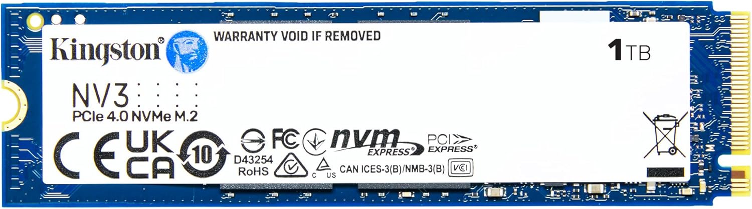 Kingston NV3 1TB M.2 2280 NVMe SSD | PCIe 4.0 Gen 4x4 | Hasta 6000 MB/s | SNV3S/1000G 